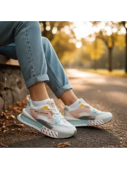 Adidasi dama casual albi cu roz CL2312 N11-1